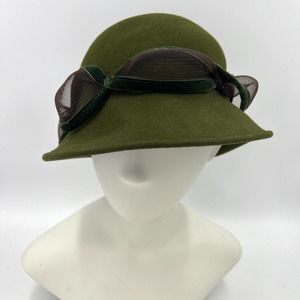 Vintage Lord & Taylor Wool Hat Green Cloche